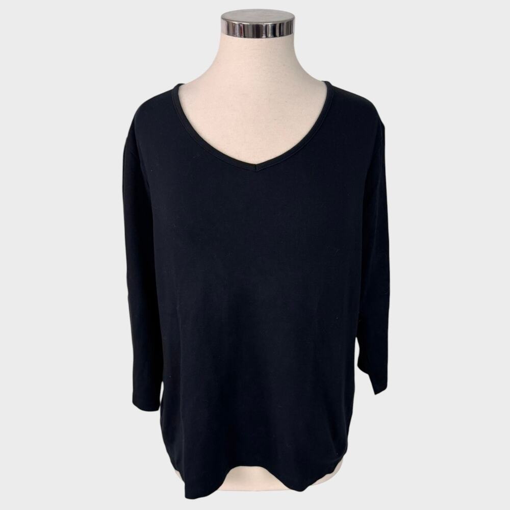 Croft & Barrow Pima Cotton XL Black 3/4 Sleeve TShirt V Neck